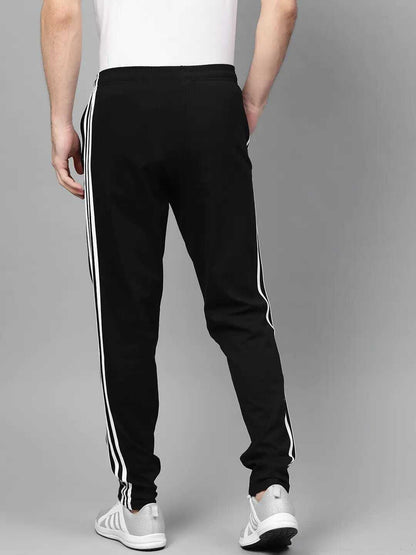 Adidas Full Striped Solid Men Black Track Pants