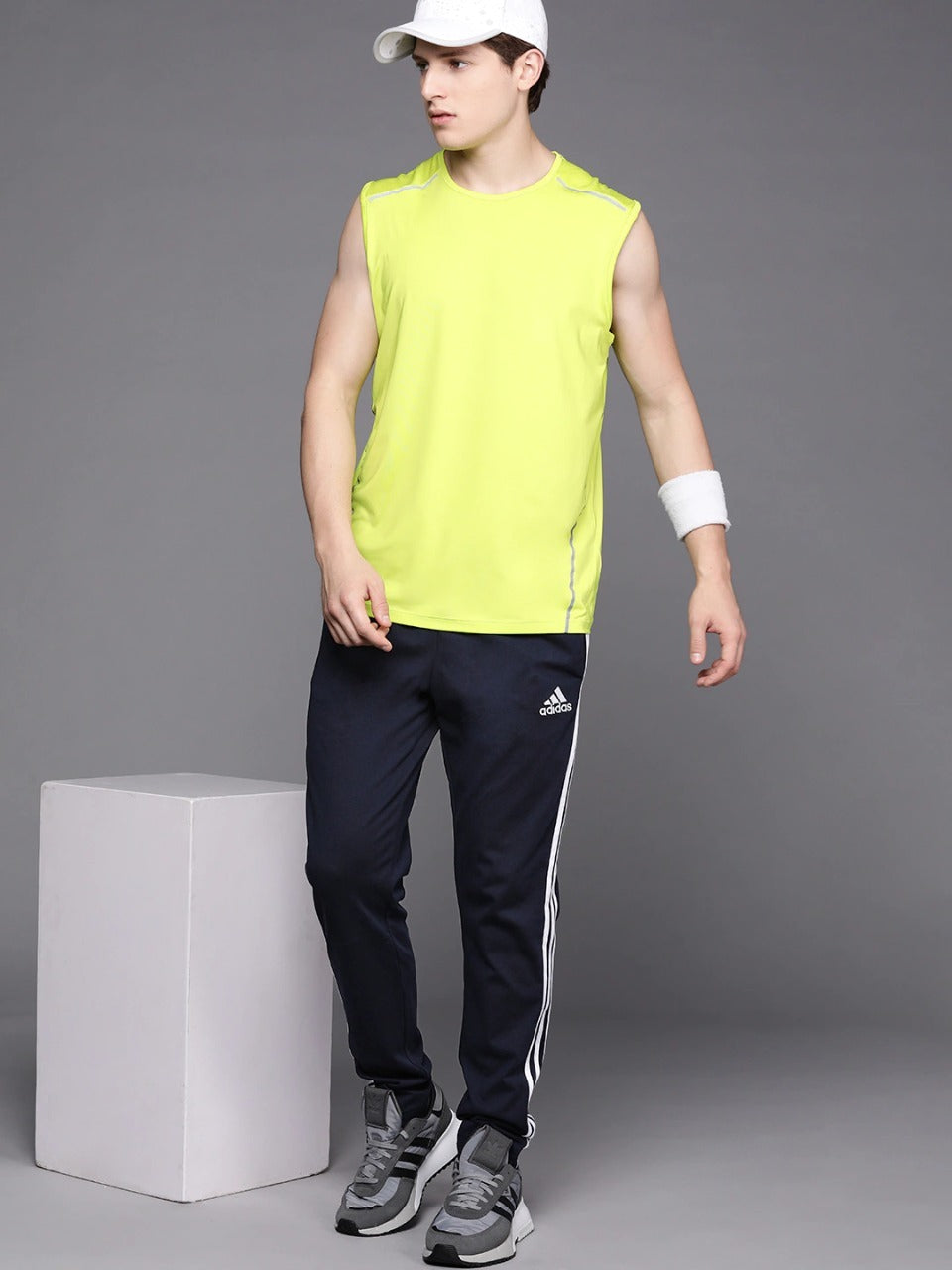 Adidas Solid Casual Men Track Pants color Navy Blue & Grey