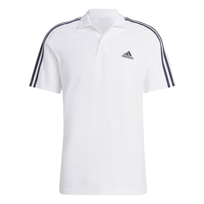 Men's Essentials Piqué Embroidered Small Logo 3-Stripes Polo Shirt Short Sleeve Polo Shirt