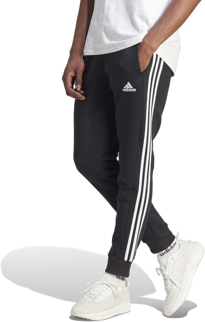 Men's Essentials Fleece 3-Stripes Tapered Cuff Pants