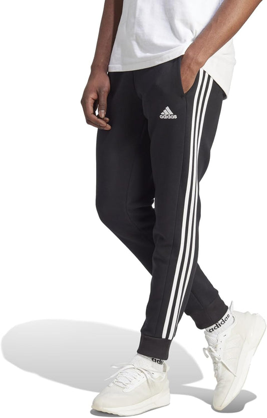 Men's Essentials Fleece 3-Stripes Tapered Cuff Pants