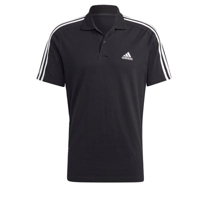 Men's Essentials Piqué Embroidered Small Logo 3-Stripes Polo Shirt Short Sleeve Polo Shirt