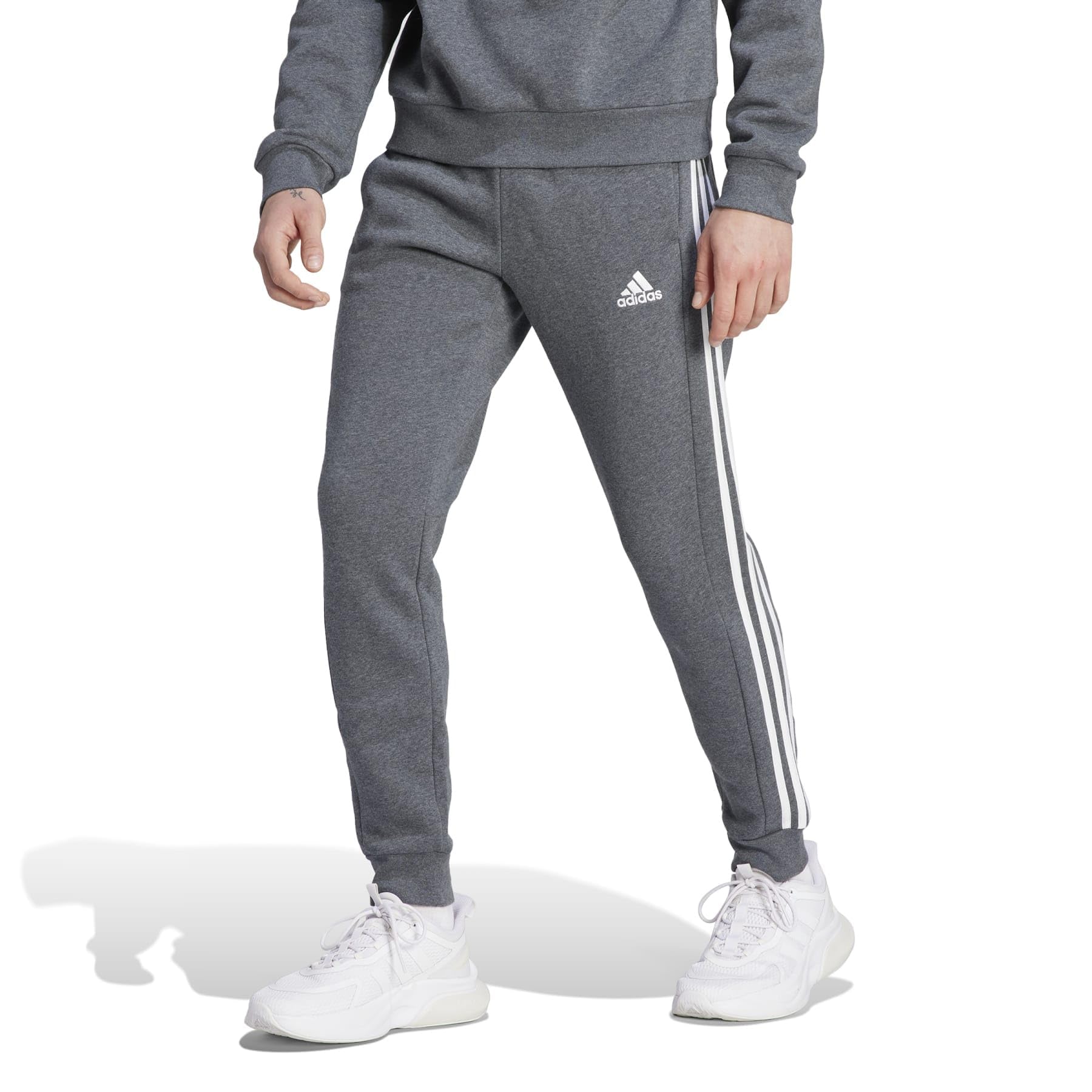 Men's Essentials Fleece Tapered Cuff 3-Stripes Pants