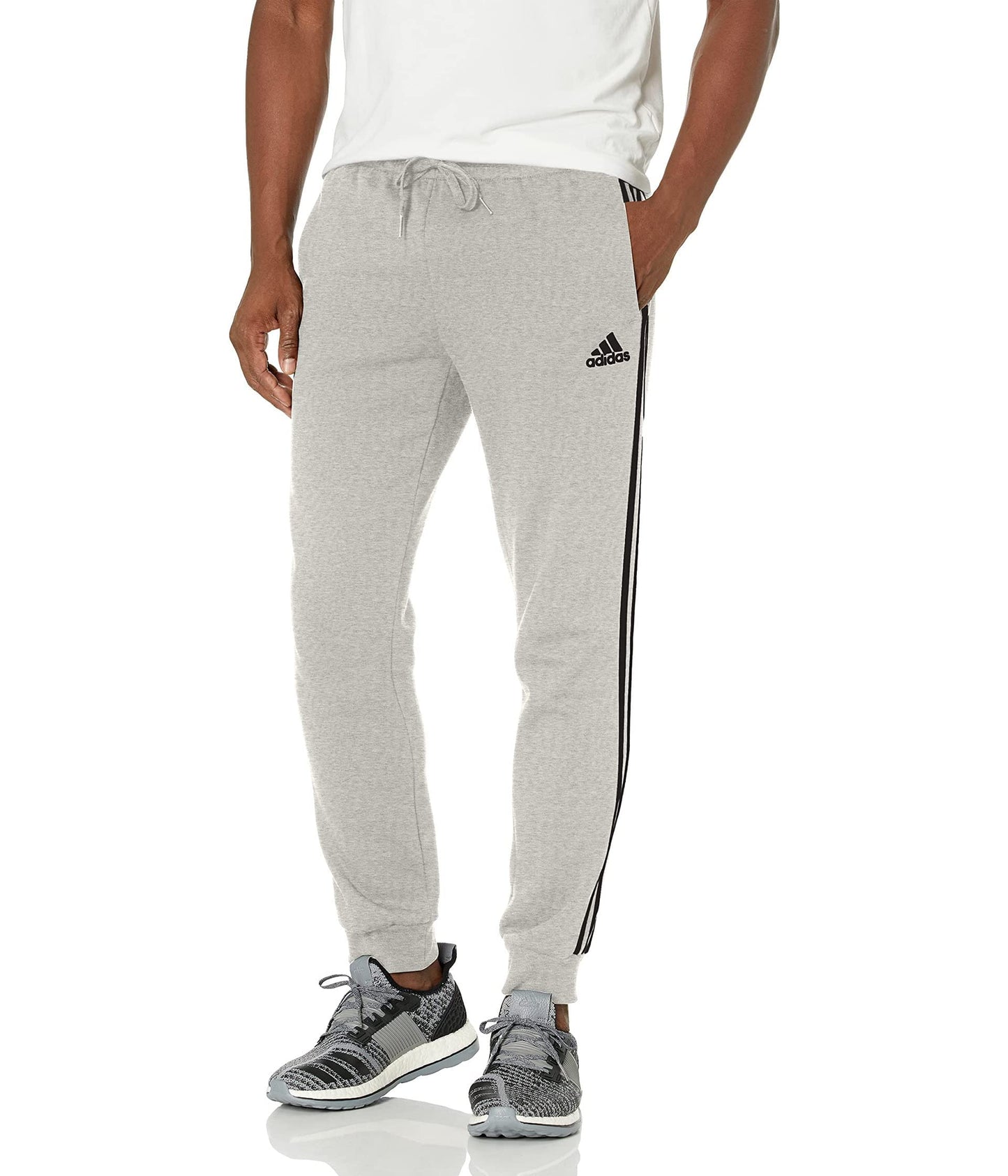 Men's Essentials Fleece Tapered Cuff 3-Stripes Pants