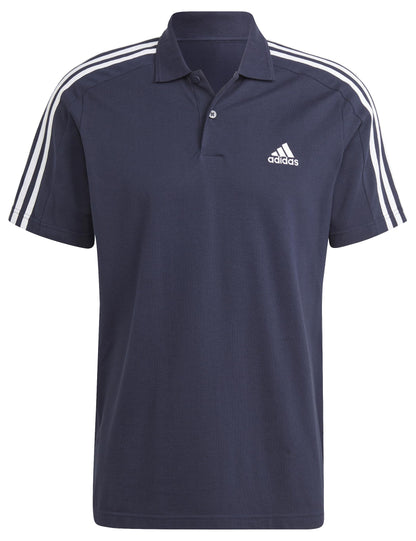 Men's Essentials Piqué Embroidered Small Logo 3-Stripes Polo Shirt Short Sleeve Polo Shirt