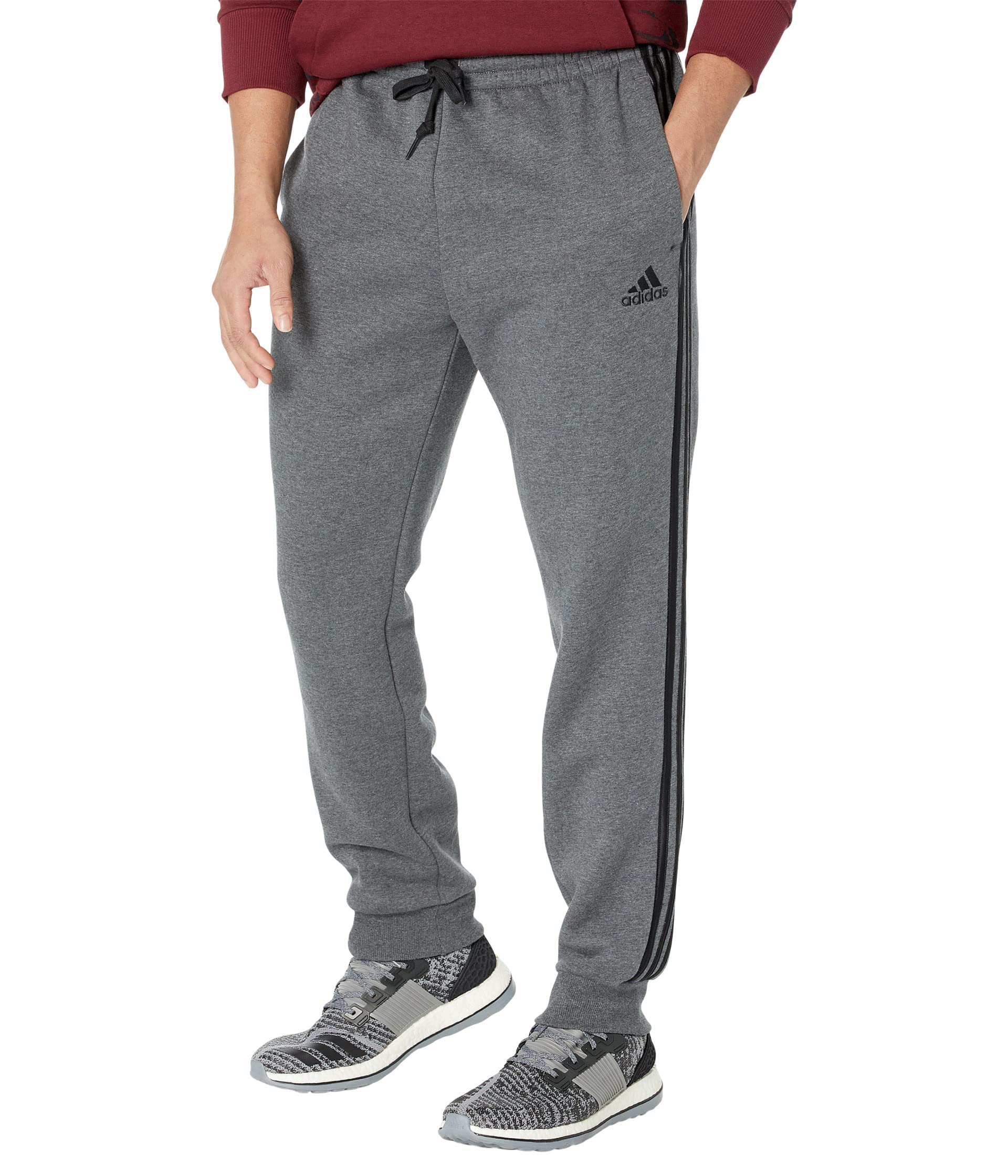 Men's Essentials Fleece Tapered Cuff 3-Stripes Pants