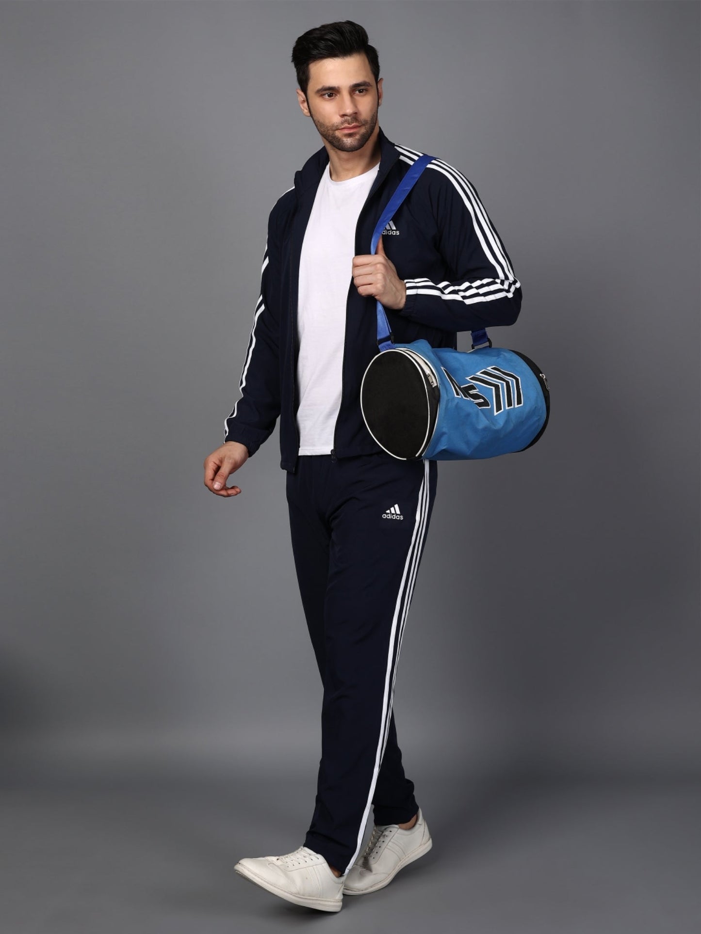Adidas Half Striped Men Black Tracksuit
