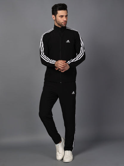 Adidas Half Striped Men Black Tracksuit