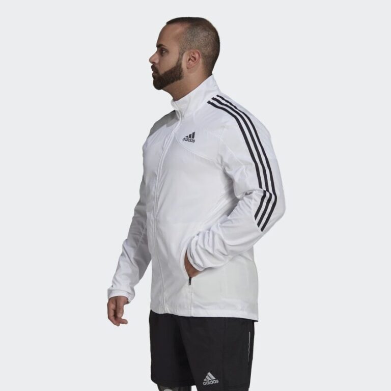 Adidas Half Striped Men White Upper Jacket
